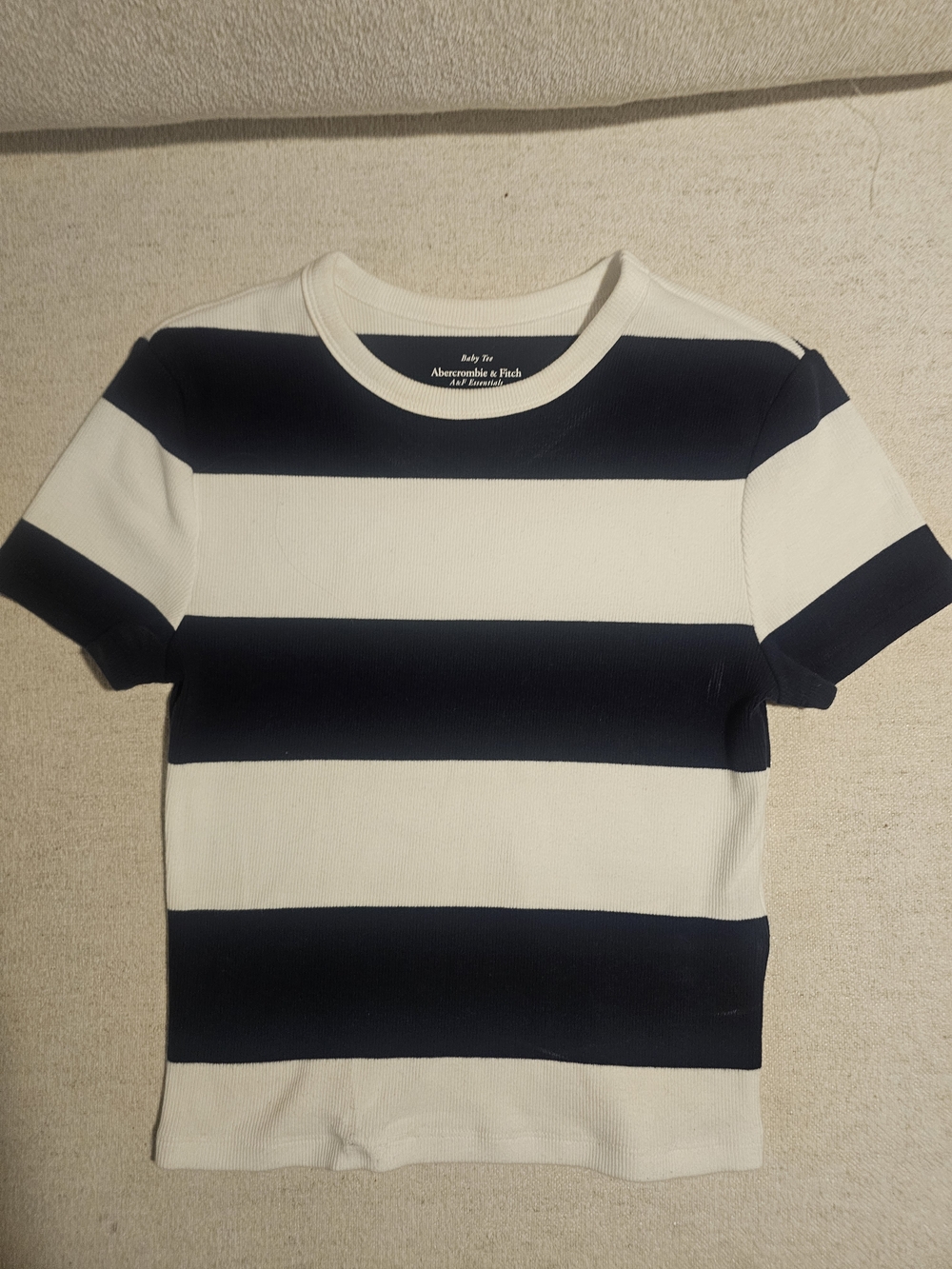 Abercrombie & Fitch Navy & White Wide-Stripe Short Sleeve Tee
